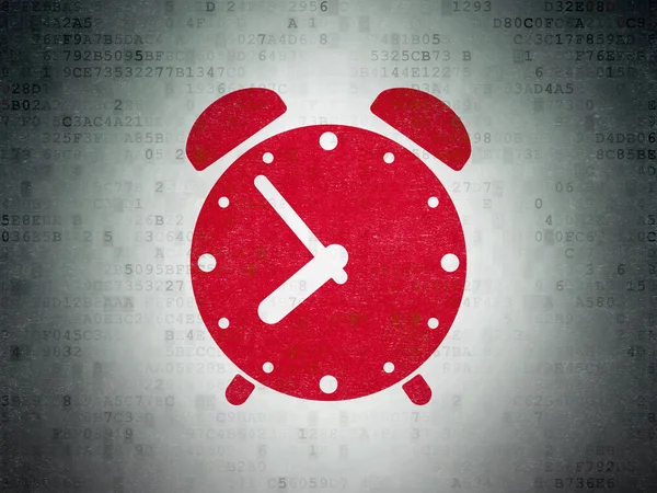 Timeline concept: Alarm Clock on Digital Data Paper background — Stock Photo, Image