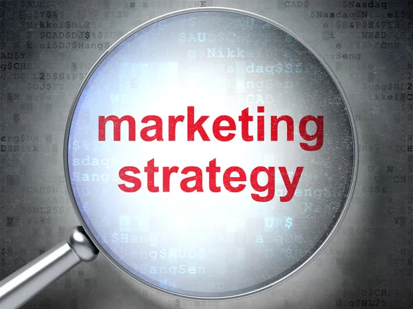 Concepto publicitario: Estrategia de marketing con vidrio óptico — Foto de Stock