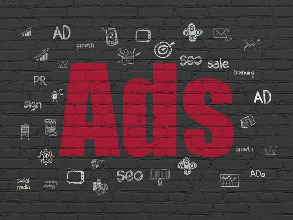 Reklamkoncept: annonser på vägg bakgrund — Stockfoto
