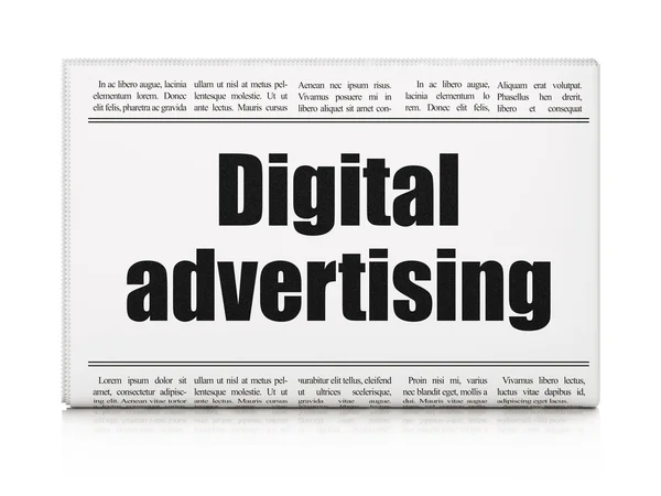 Marketing koncepció: Újsághír digitális reklám — Stock Fotó