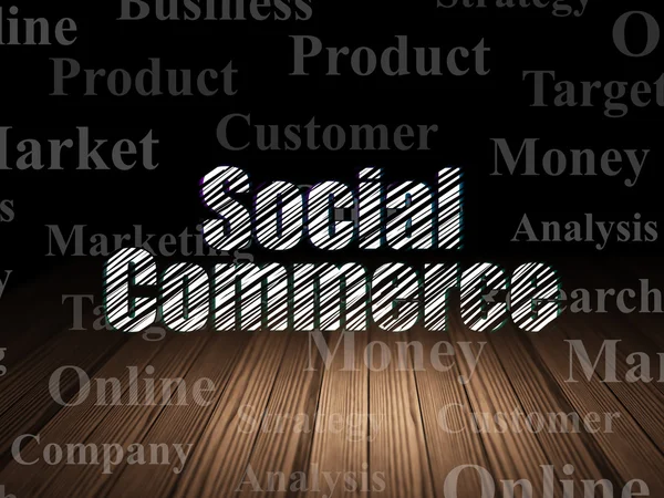 Marketing concept: Social Commerce in grunge dark room — Stock Photo, Image