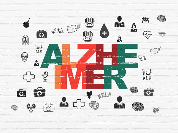 Концепция медицины: Альцгеймер на фоне стен — стоковое фото