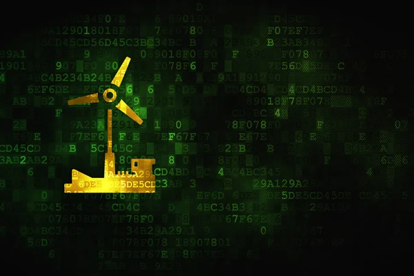 Концепция производства: Ветряная мельница на цифровом фоне — стоковое фото