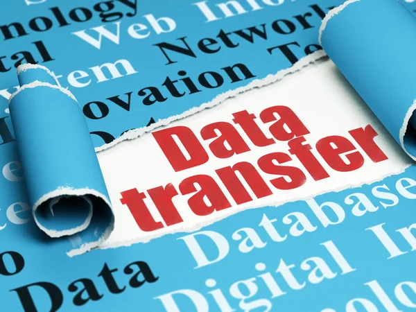 Data concept: red text Data Transfer under the piece of  torn paper — Stock Photo, Image