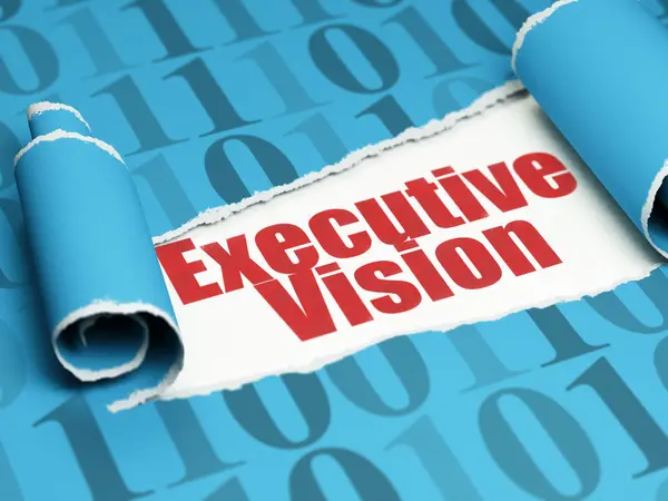 Bedrijfsconcept: rode tekst Executive Vision onder het stuk gescheurde papier — Stockfoto