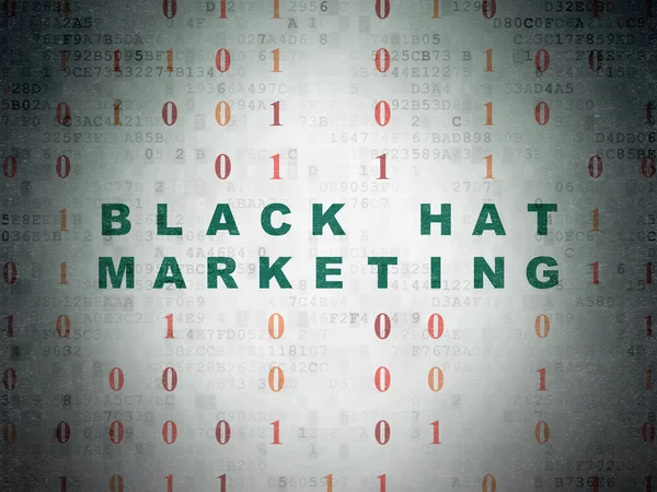 Koncepcja finansowania: czarny kapelusz Marketing na tle cyfrowych danych papierze — Zdjęcie stockowe