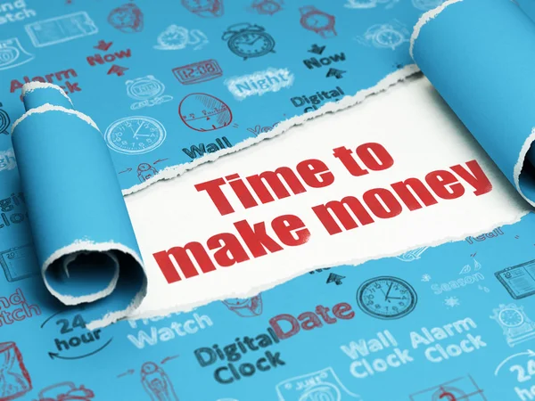 Timeline concept: red text Time to Make money under the piece of  torn paper — Stock Photo, Image