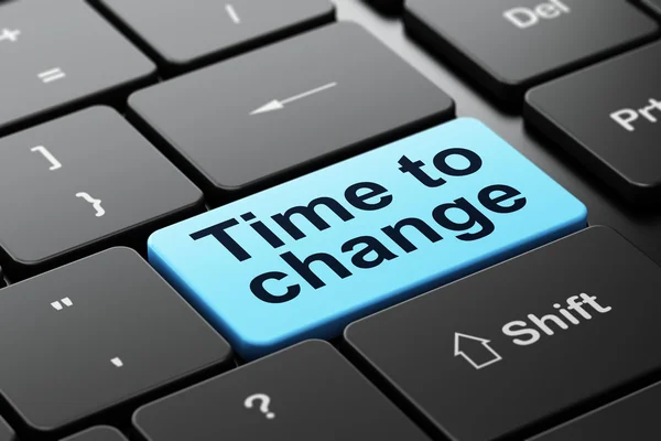 Timeline-Konzept: Zeit, sich auf dem Hintergrund der Computertastatur zu ändern — Stockfoto