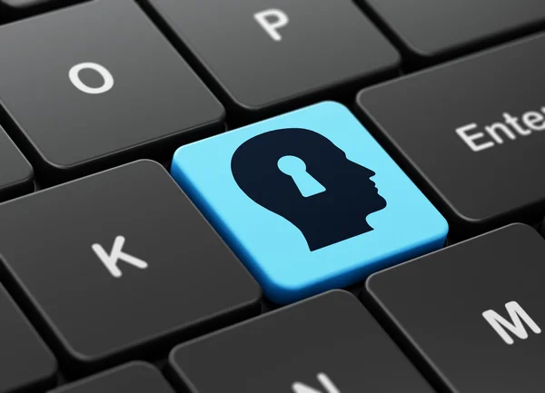 Marketing concept: Head With Keyhole on computer keyboard background — Stock Photo, Image