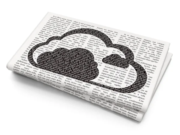 Cloud technology concept: Cloud on Newspaper background — 图库照片