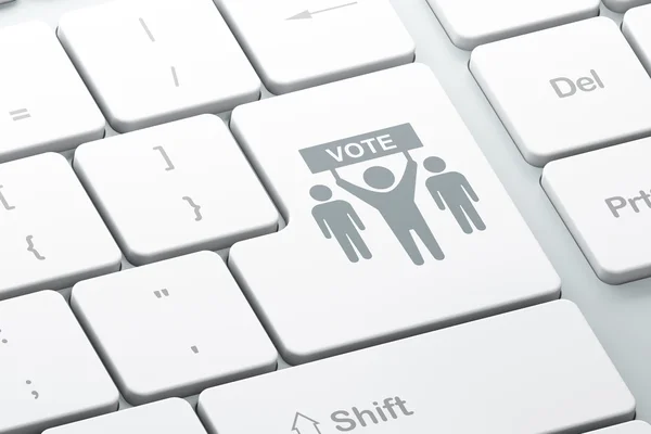 Концепция политики: предвыборная кампания на фоне компьютерной клавиатуры — стоковое фото