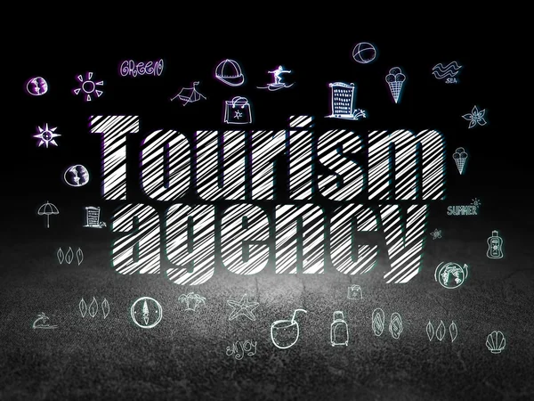 Concepto de viaje: Agencia de Turismo en sala oscura grunge — Foto de Stock
