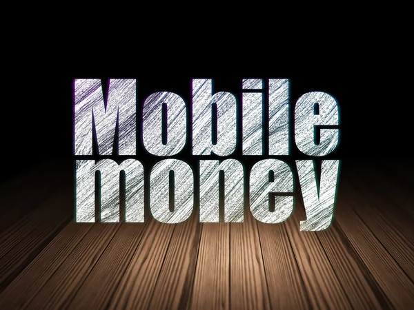 Money concept: Mobile Money in grunge dark room — 图库照片