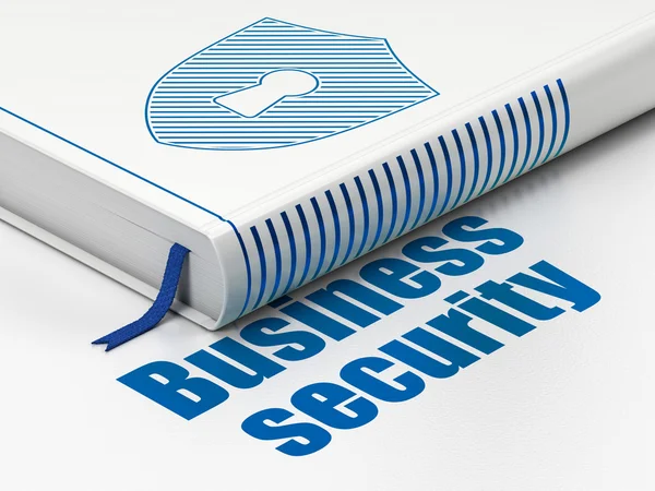 Концепція безпеки: книжковий щит з замкової щілини, Безпека бізнесу на білому фоні — стокове фото