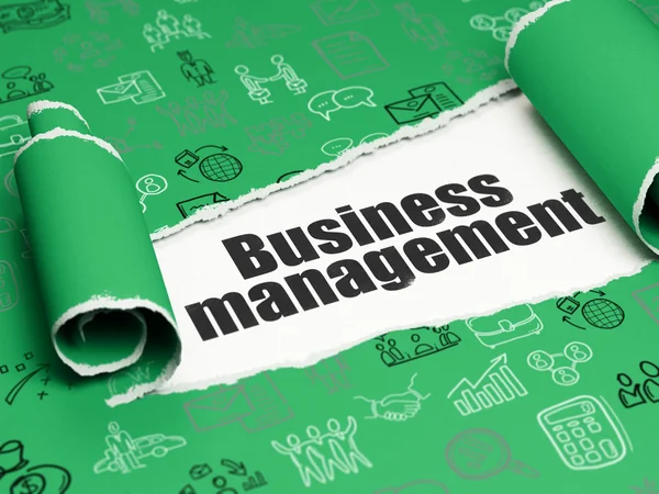 Business concept: Black text Business Management onder het stuk gescheurde papier — Stockfoto
