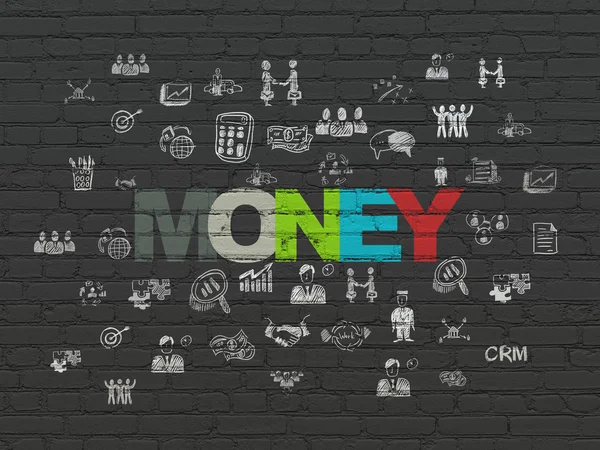 Koncepcja Biznesowa: pieniądze na tle ściany — Zdjęcie stockowe