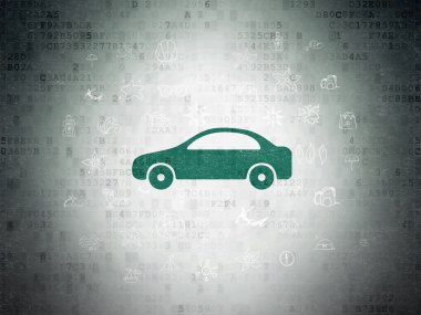 Turizm kavramı: dijital veri kağıt arka plan üzerinde araba