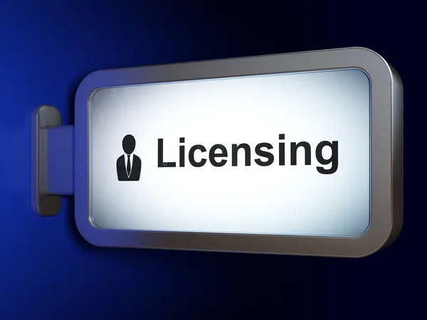 Law concept: Licensing and Business Man on billboard background — Stock Photo, Image
