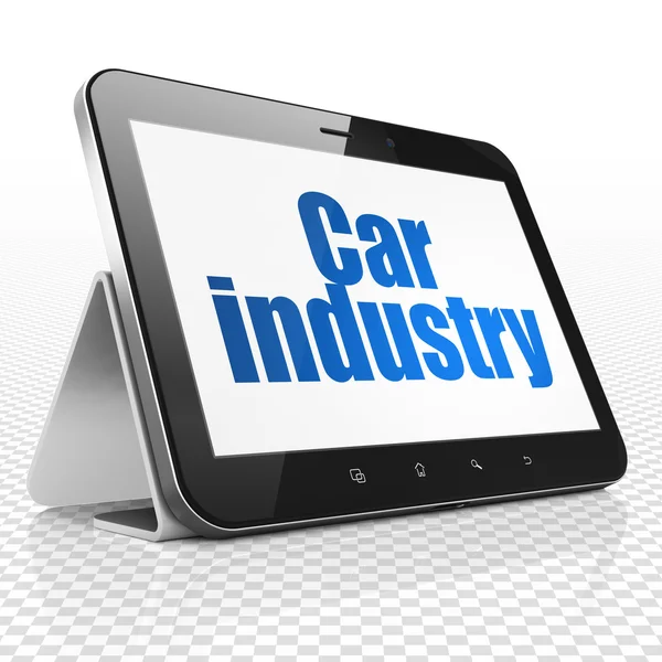 Branchenkonzept: Tablet-Computer mit Autoindustrie auf dem Display — Stockfoto