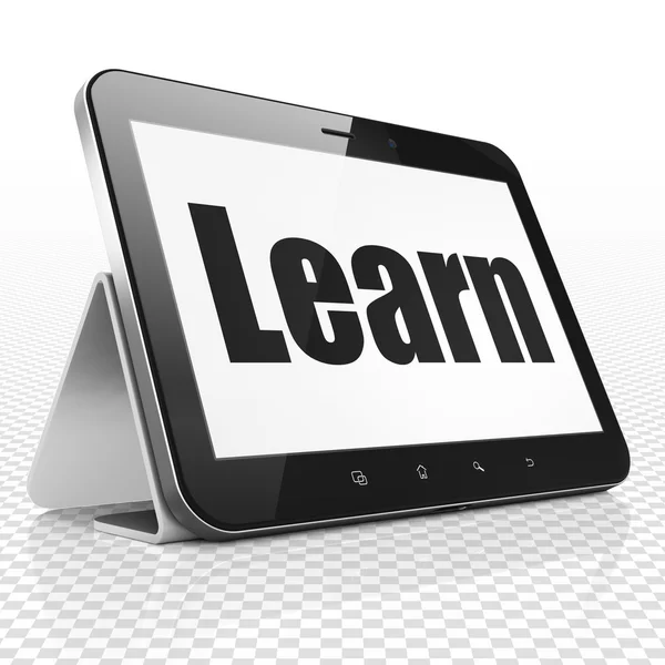 Concepto educativo: Tablet Computer con Learn en pantalla — Foto de Stock