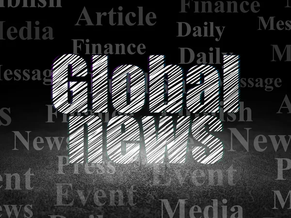 Concepto de noticias: Global News en sala oscura grunge — Foto de Stock