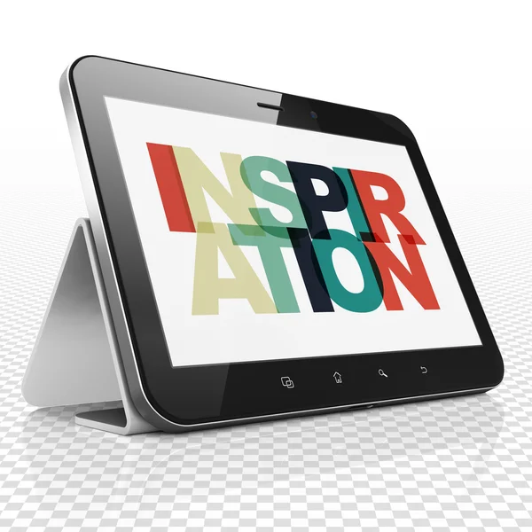 Concepto publicitario: Tablet Computer con Inspiración en pantalla — Foto de Stock