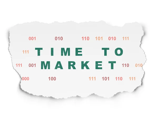 Tids koncept: tid till marknad på rivna papper bakgrund — Stockfoto