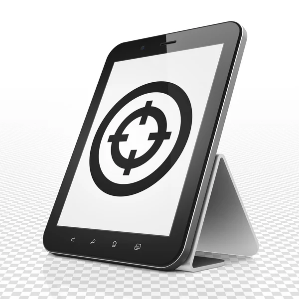 Finance concept: Tablet Computer with Target on display — Stock Photo, Image