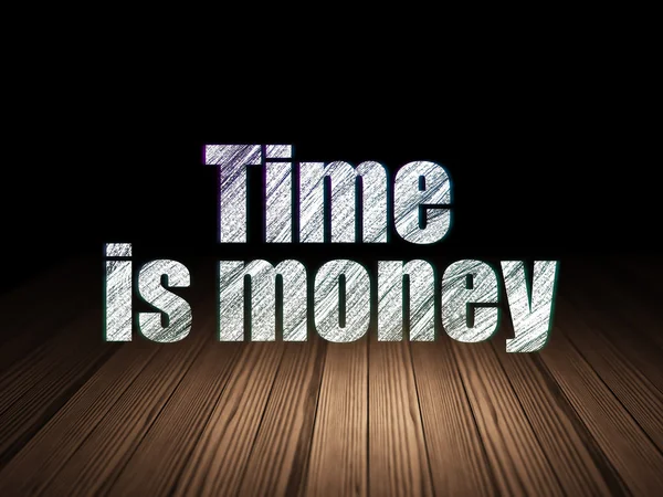 Business concept: Time Is money in grunge dark room — Stock Photo, Image