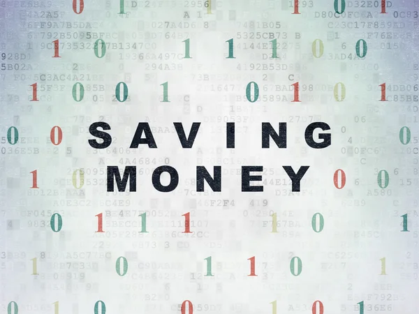Concept de financement : économiser de l'argent sur les données numériques fond de papier — Photo