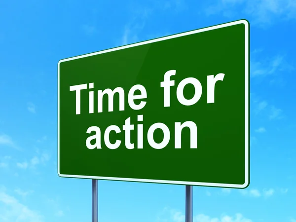 Time concept: Time for Action on road sign background — Stock Photo, Image