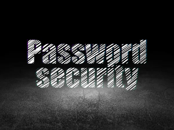 Veiligheidsconcept: wachtwoordbeveiliging in grunge donkere kamer — Stockfoto