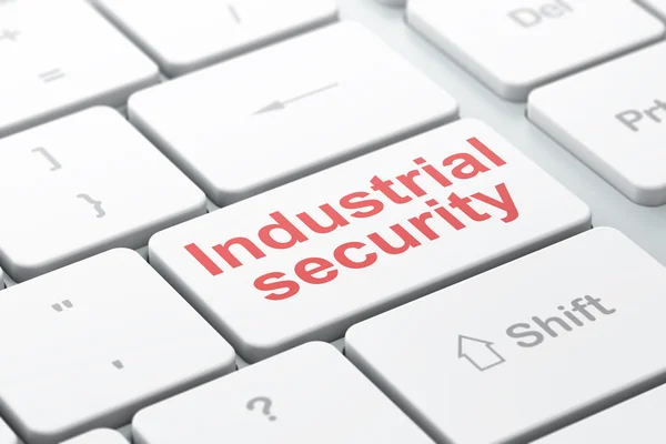 Beschermings concept: industriële beveiliging op achtergrond van computer toetsenbord — Stockfoto