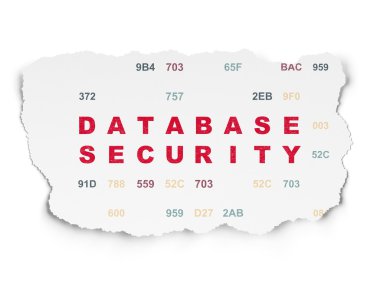 Gizlilik kavramı: Yırtık Kağıt arka planda Veritabanı Güvenliği