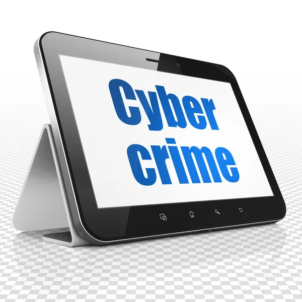 Veiligheidsconcept: Tablet PC met Cyber Crime tentoongesteld — Stockfoto