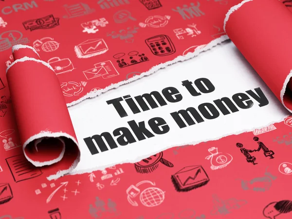 Business concept: black text Time to Make money under the piece of  torn paper — Stockfoto