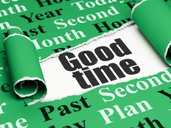 Time concept: black text Good Time under the piece of  torn paper — Stock Photo, Image