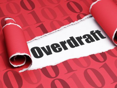 İş kavramı: yırtık kağıt parçası altında siyah metin Overdraft