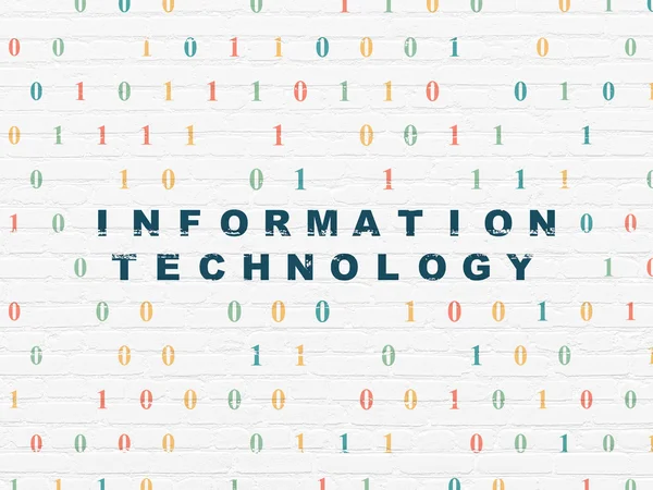 Conceito de informação: Tecnologia da Informação sobre fundo de parede — Fotografia de Stock