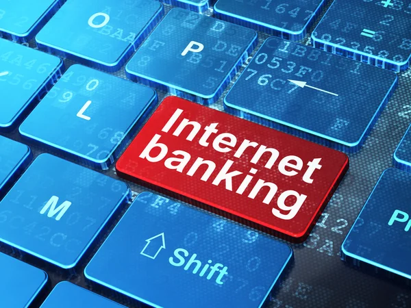 Conceito bancário: Internet Banking no fundo do teclado do computador — Fotografia de Stock