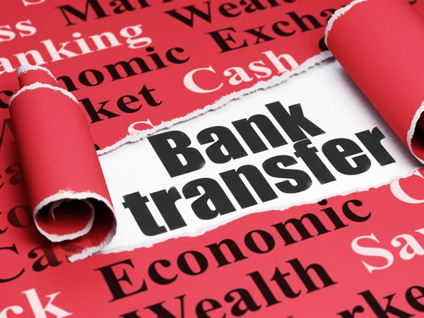Banking concept: black text Bank Transfer under the piece of  torn paper
