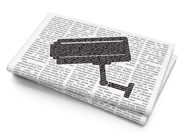 Privacy concept: Cctv Camera on Newspaper background — Stock Photo, Image