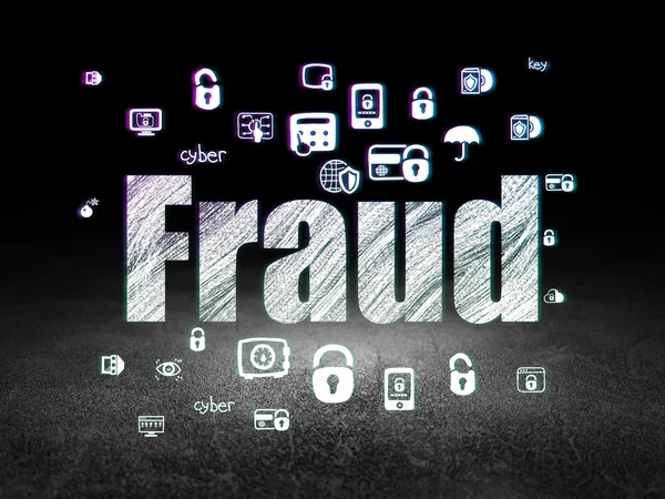 Protection concept: Fraud in grunge dark room — Stock Photo, Image