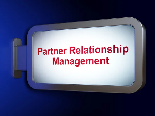 Koncepcja finansów: zarządzanie relacjami partnerskimi na tle Billboardu — Zdjęcie stockowe