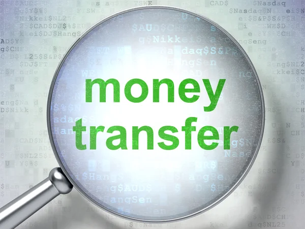 Business concept: Money Transfer con vetro ottico — Foto Stock