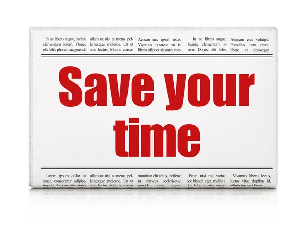 Concepto de línea de tiempo: titular del periódico Ahorre su tiempo —  Fotos de Stock