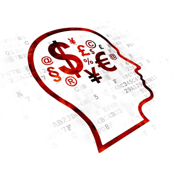Concepto de marketing: Head With Finance Symbol sobre fondo digital — Foto de Stock