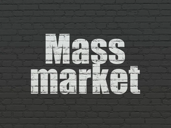 Marketingkonzept: Massenmarkt vor Wandhintergrund — Stockfoto