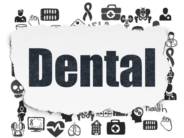 Koncepcja zdrowia: Dental na tle rozdarty papier — Zdjęcie stockowe