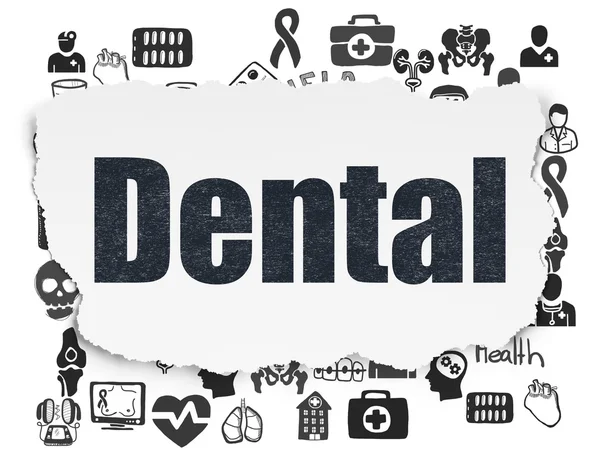 Concepto de salud: Dental sobre fondo de papel roto — Foto de Stock